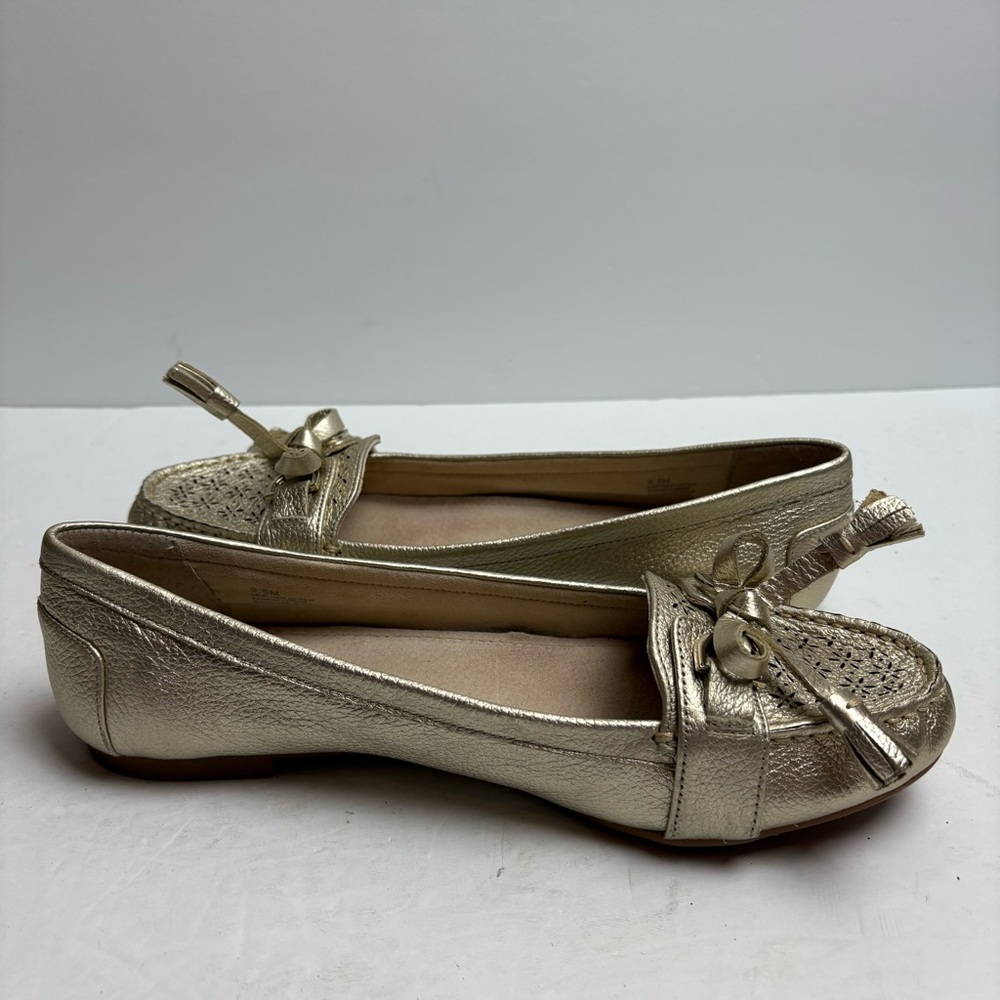 NWT Alex Marie Gold Courtney Totes Gold Moccasin Flats Women’s size 9.5 Leather - Picture 3 of 10